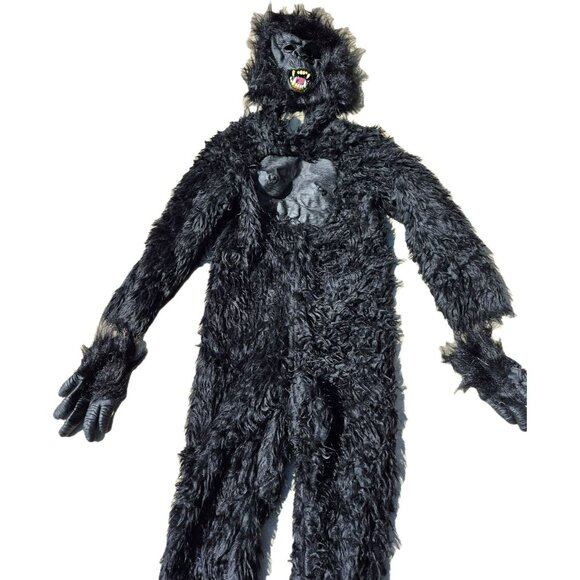 Seasons USA Gorilla Costume Halloween Child Size L 10-12 Black Faux Fur - Picture 9 of 14